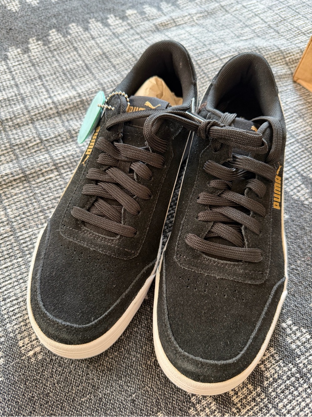 Puma Men’s Black Suede Low-Top Sneakers with White Sole